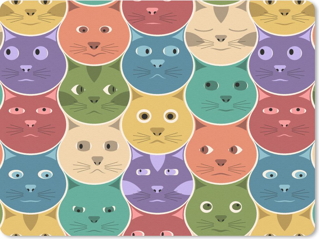 MuchoWow Mauspad Mousepad Katzen - Regenbogen - Kind - Design 23x19 cm - Mousepads - Maus Mat - Pad - Mausunterlage - Schreibtischunterlage - Mau...