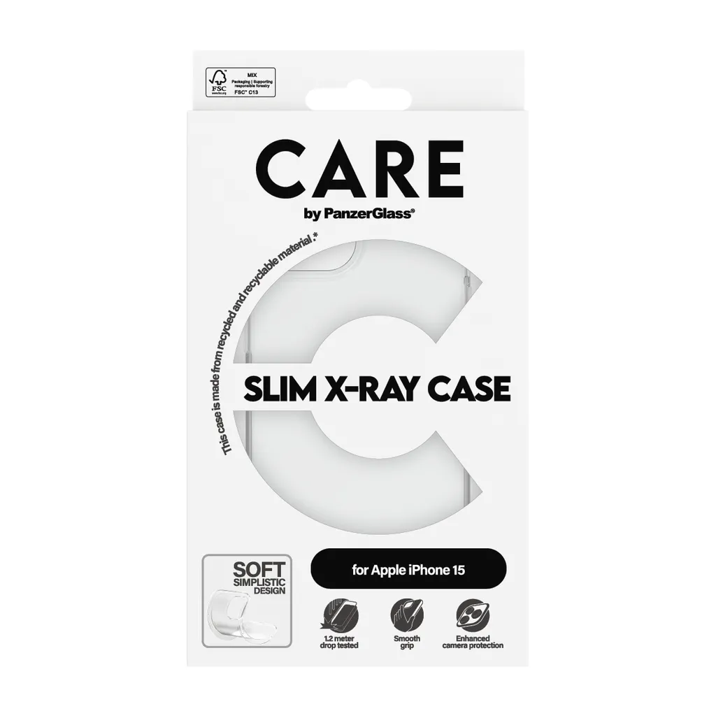 Custodia Care by Panzerglass Slim X-Ray per Iphone 15 - trasparente - 4
