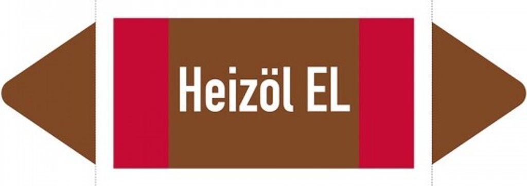 Aufkleber I Rohrleitungsetikett Heizöl EL, DIN 2403, braun/weiß/rot, ab Ø 90m...