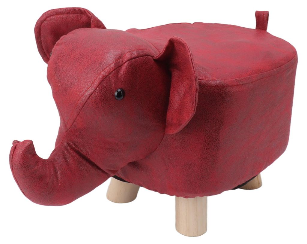 Tier-Fußhocker in Elefantenform, rutschfest, geräuschlos, bequem, stabil, niedlicher Mehrzweck-Hocker für Kinder, Rot