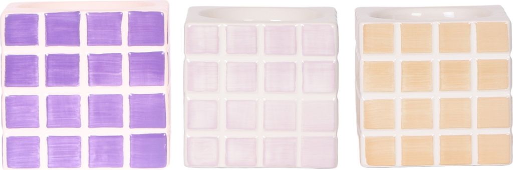 Übertopf-Trio "Mosaik-Würfel" - Set mit 3 bunten Töpfen - rosa-violett - für 9cm Töpfe