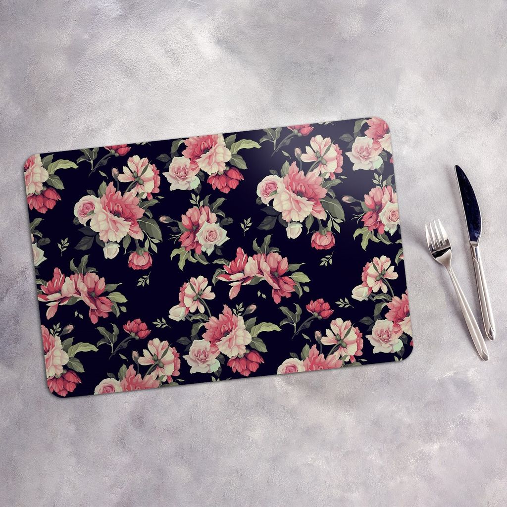 Tischset 4x45x30 cm + 10fi cm Platzset Tischmatte Platzmatte Untersetzer - Blümchenmuster mit Blumen