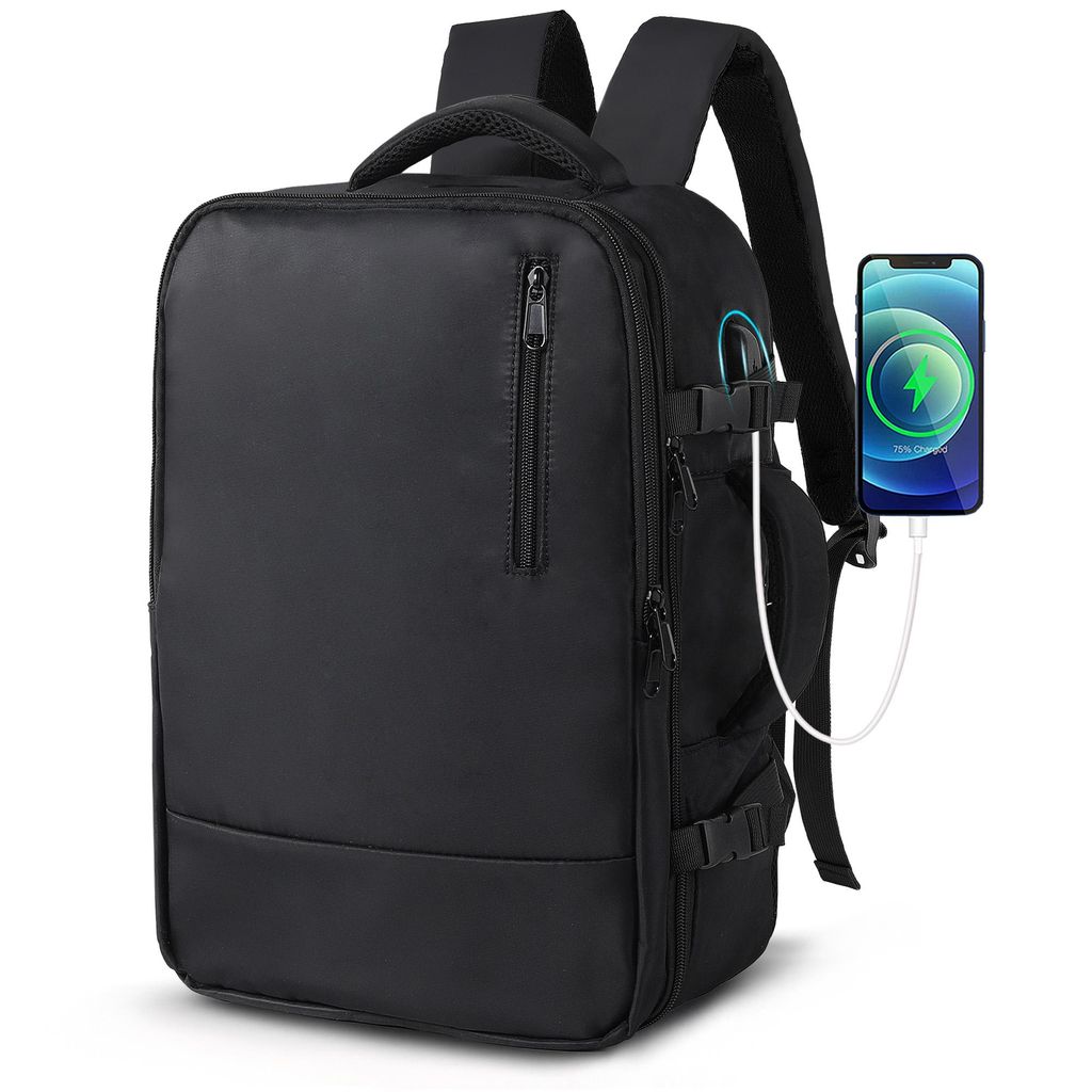 Cityrucksack Rucksack Wasserdichter Backpack Schultasche mit Laptopfach Handgepäck Rucksack Für Flugzeug Unter Sitzplatz Tasche (Schwarz)