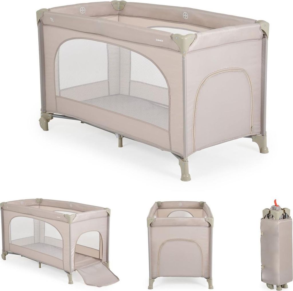 Moni Reisebett Uno Faltmatratze Räder Laufstall klappbar Aufbewahrungstasche beige