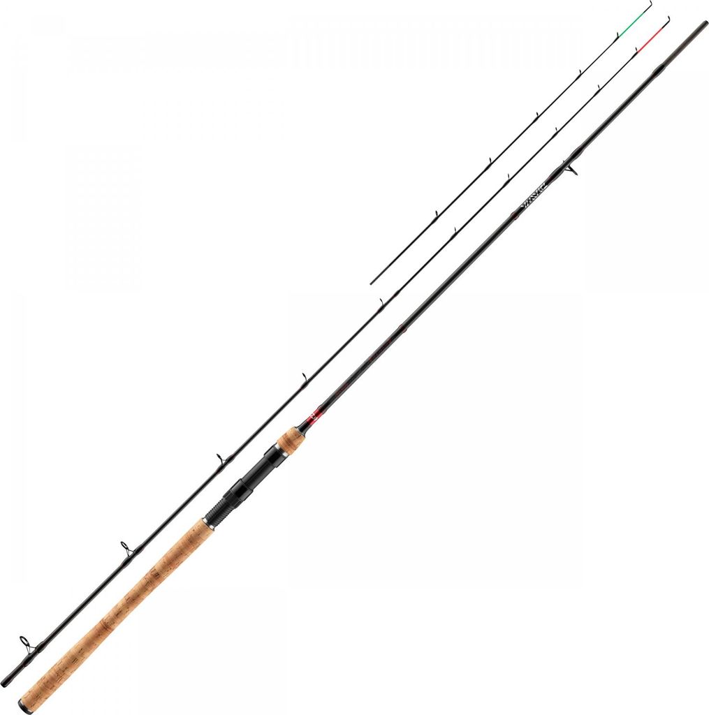 A fishing rod against a white background.