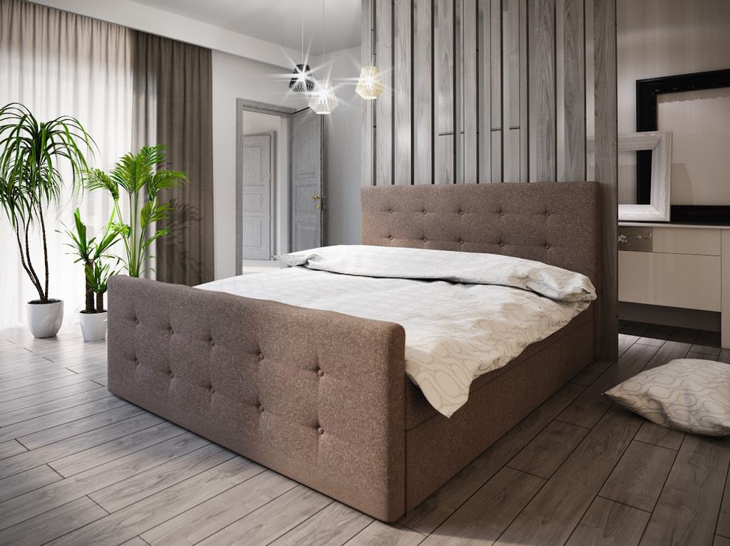 Boxspring-Doppelbett VASILISA 1 – 200x200, Braun