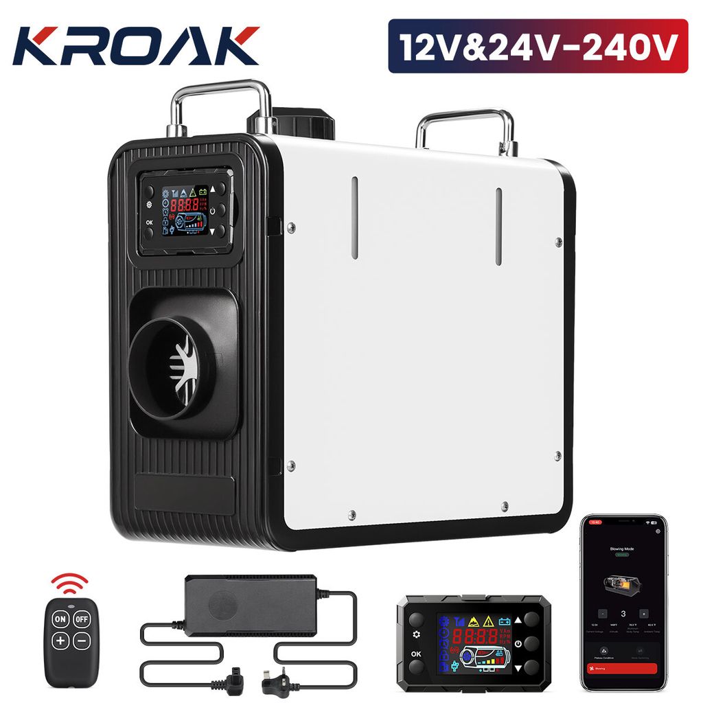 KROAK Dieselheizung All-in-One 5KW 110-240V Standheizung 230V Stecker mit verbesserter LCD-Schalter und Fernbedienung, schnelles Aufheizen, Vertikal
