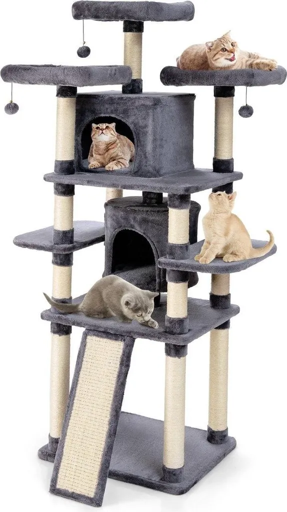 Arbre à chat géant 170 cm multifonction avec cachette et hamac moelleux - 4
