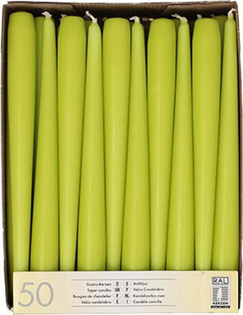 Bougies de table vert citron pour mariage et réception - 50 pièces