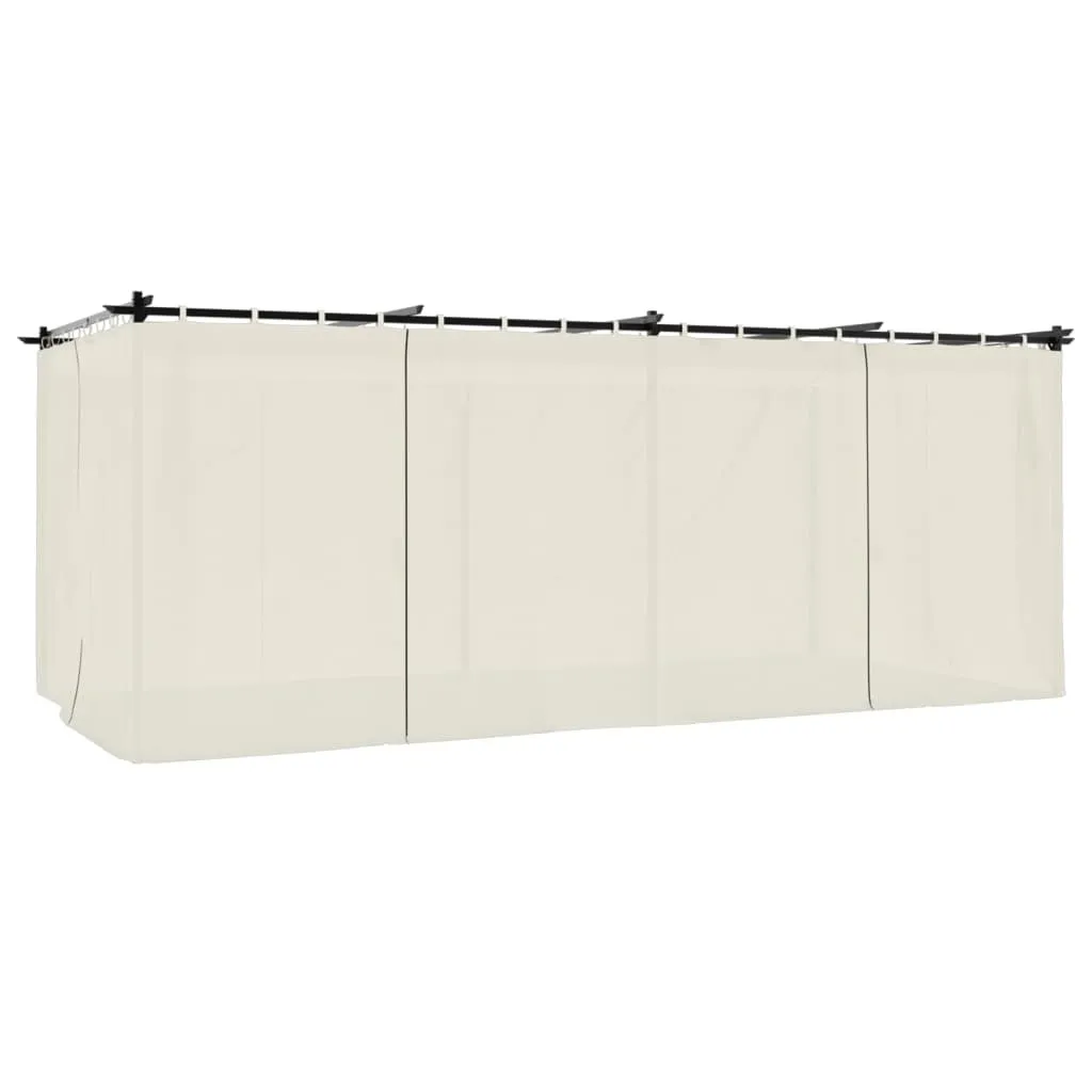Grande Tonnelle de Jardin 6x3 m avec Rideaux - Pavillon d'Extérieur Crème