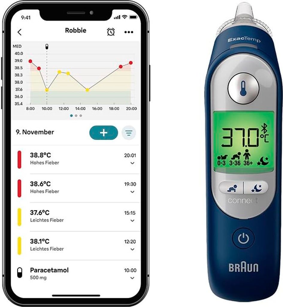 Braun ThermoScanÂ 7+ connect Ohrthermometer Kompatibel der Produktbild 