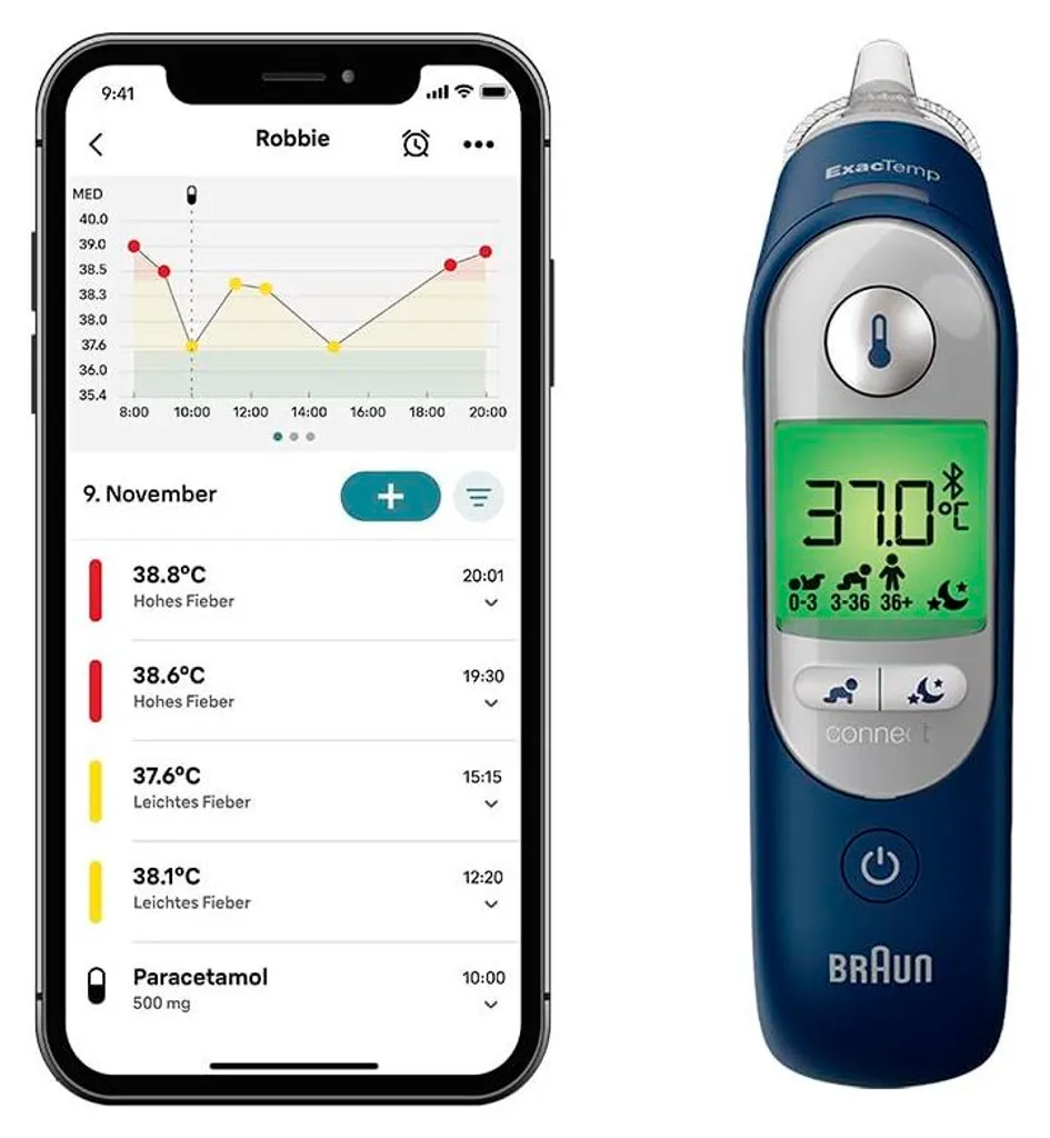 Suivi de Fièvre Intelligent : Braun ThermoScan 7+ Connect Family Care