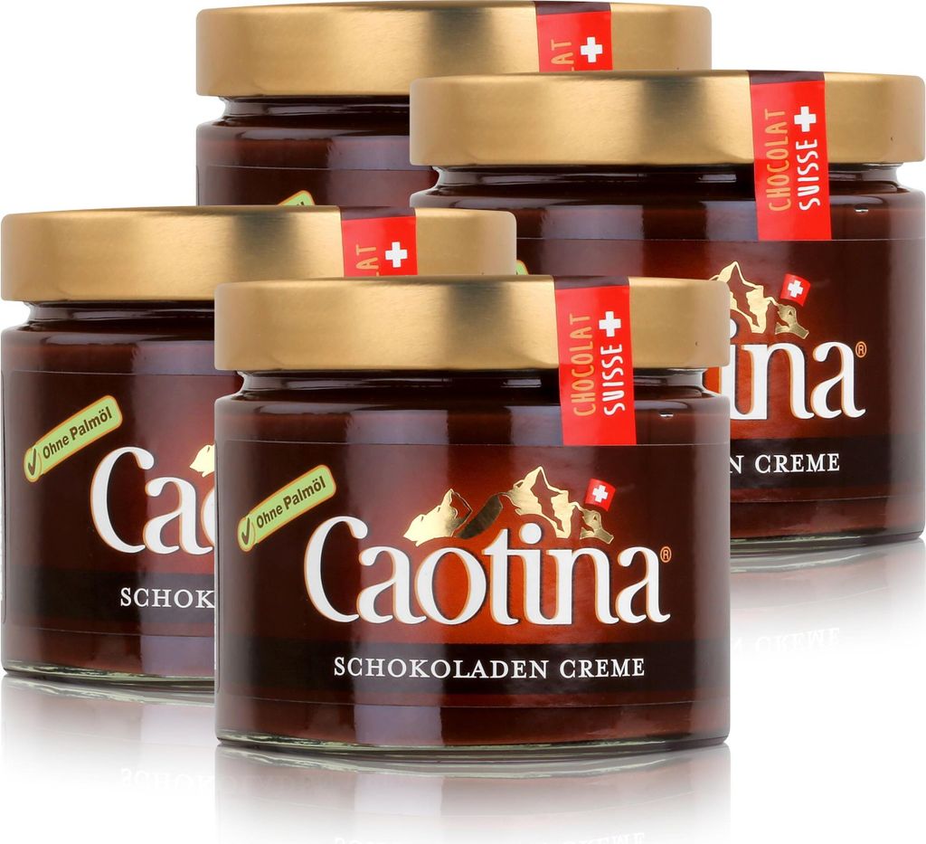 Caotina Schweizer Schokoladen Creme Brotaufstrich Creme Chocolat 300g (4er Pack)
