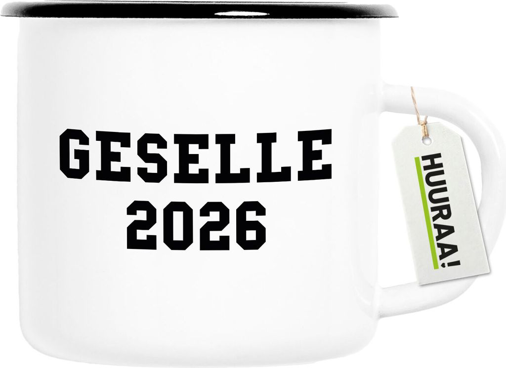 Huuraa Emaille Tasse Geselle 2026 Ausbildung 300ml Vintage Campingbecher Geschenkidee