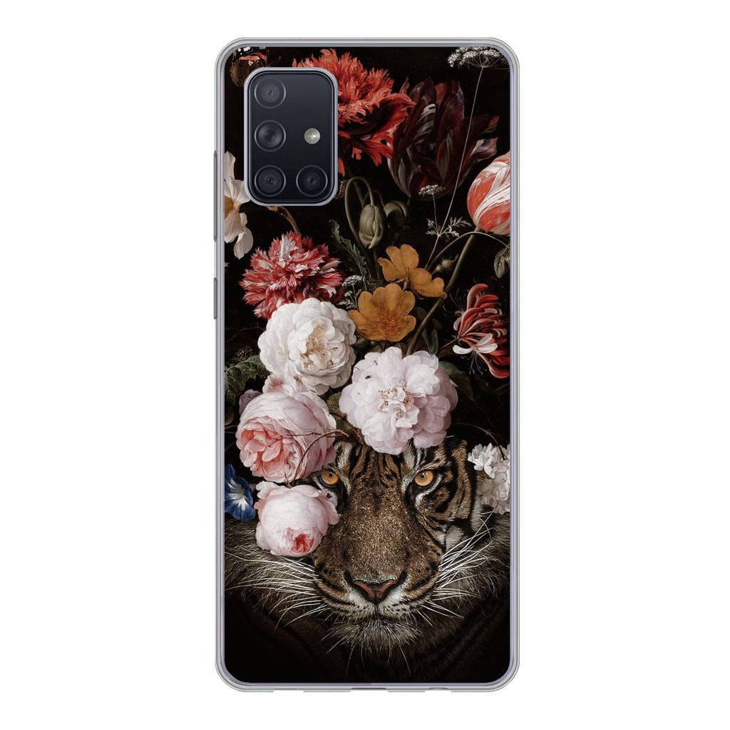 MuchoWow Handyhülle Schutzhülle Hülle für Samsung Galaxy A51 Blumen - Jan Davidsz de Heem - Tiger - Gemälde - Stillleben - Alte Meister Sili...