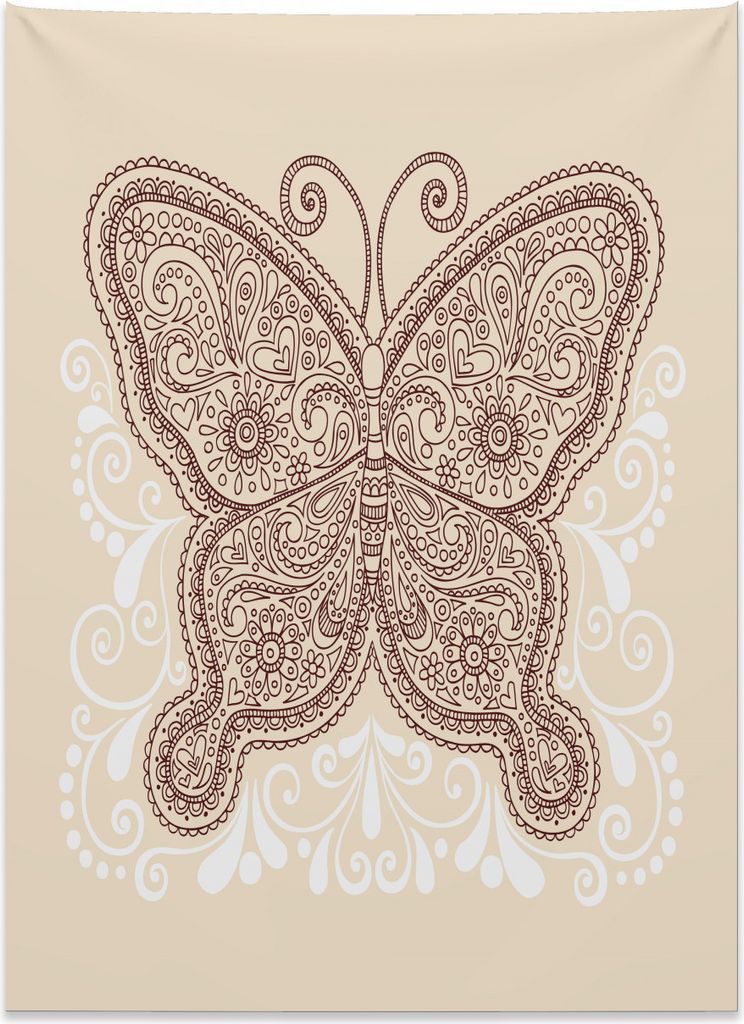 Abakuhaus Henna Wandteppich, Dekorativer Schmetterling aus Weiches Mikrofaser Stoff Kein Verblassen Klare Farben Waschbar, 110 x 150 cm, Kastanienb...
