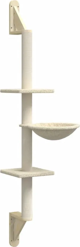Arbre à chat mural vidaXL 142,5 cm en sisal robuste et peluche crème