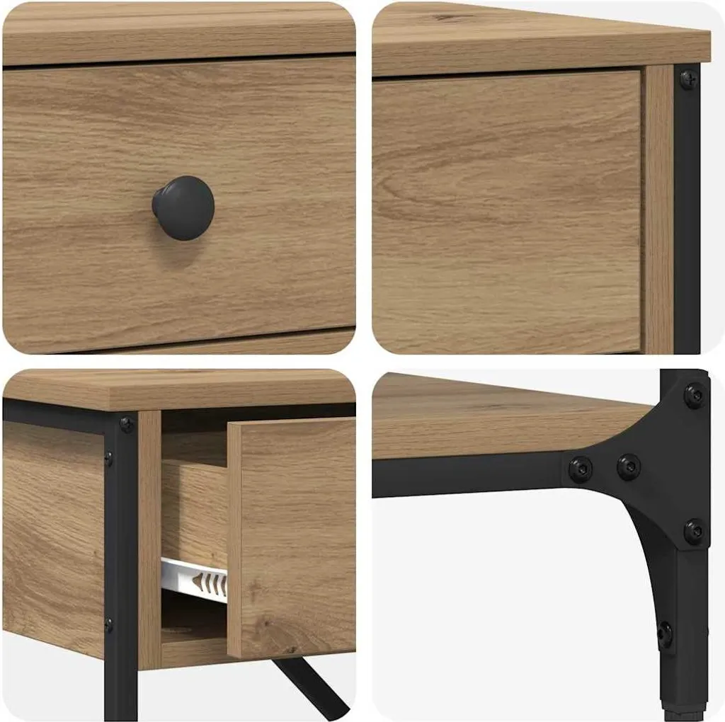Consolle Ingresso Legno Marrone 100cm - Mobile Salvaspazio con Cassetti - 9