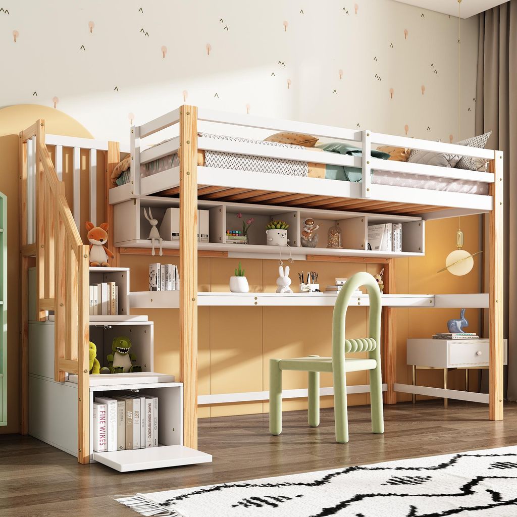 Merax Etagenbett 90x200cm mit Treppe, Hochbett mit Produktbild 