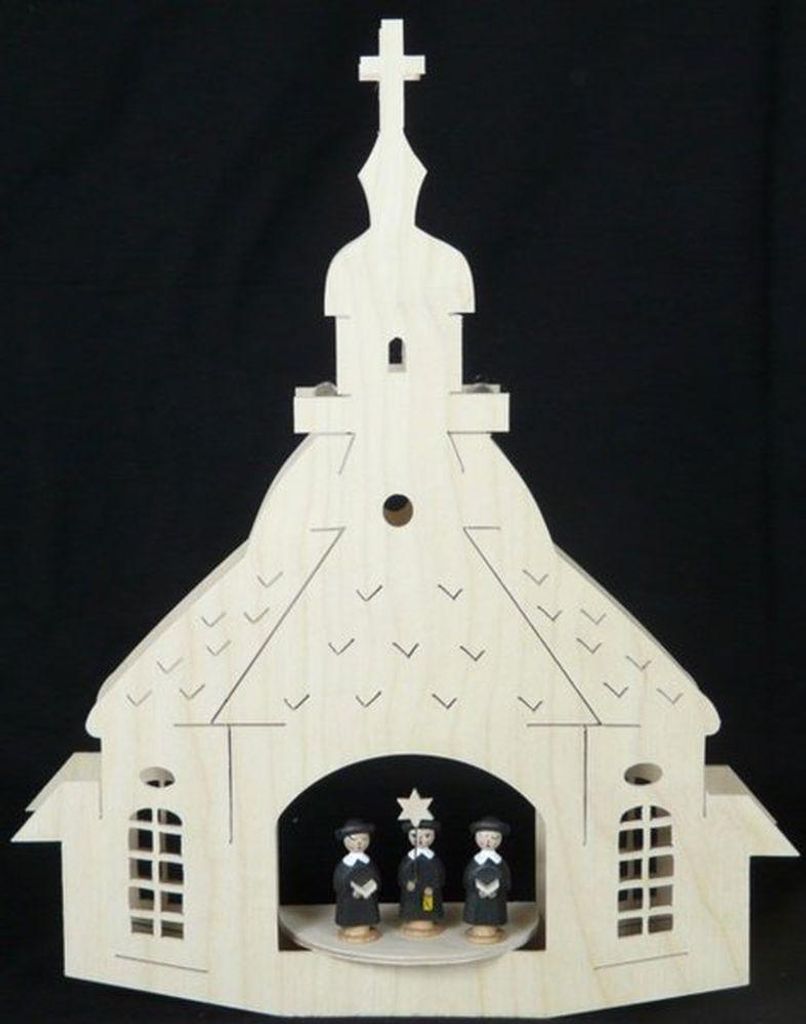 Fensterbild mit Kirche Kurrende und Beleuchtung BxHxT 37x28x4cm NEU