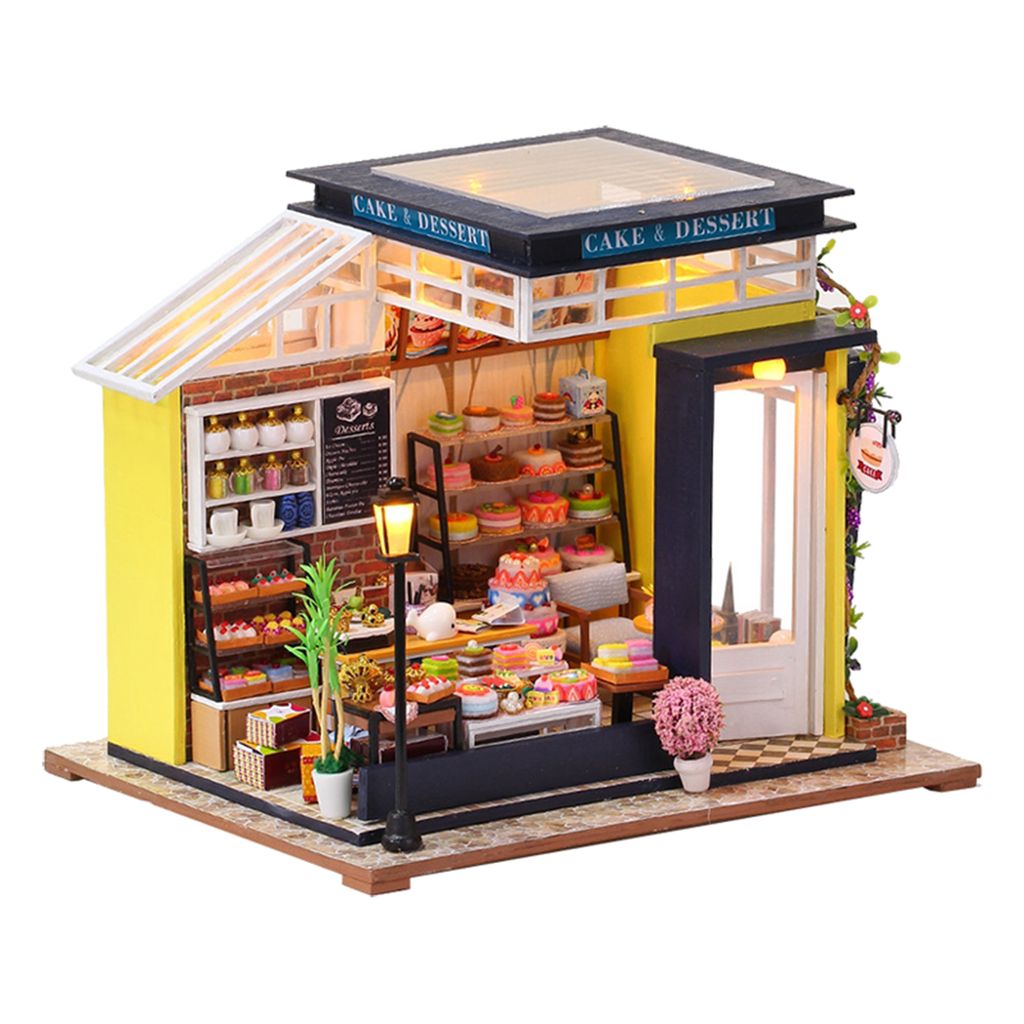 1/24 DIY Miniatur Puppenhaus Bausatz Dollhouse Mit Möbel & Licht & Zubehör