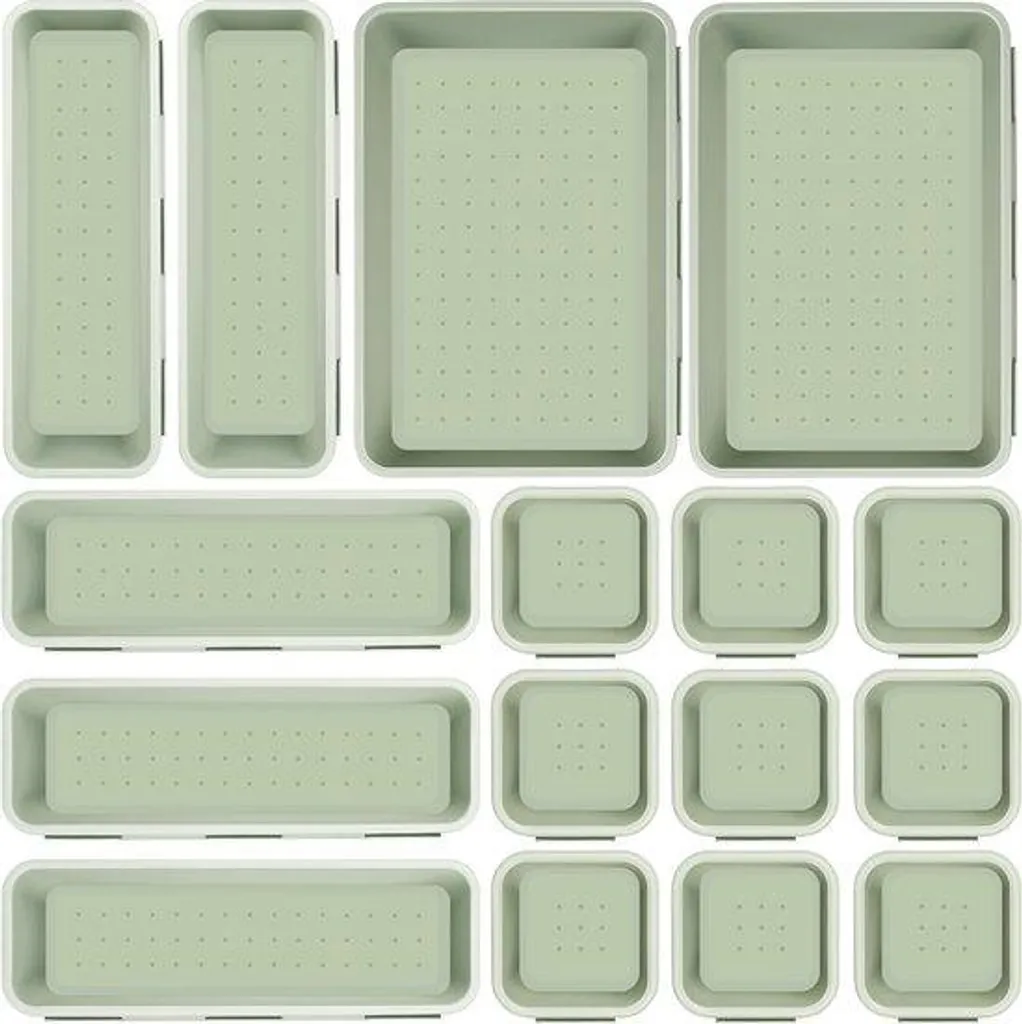 Kit de rangement multifonctionnel 16 pièces pour tiroir cuisine et bureau