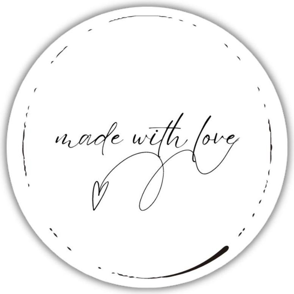 Papieretiketten „Mit Liebe gemacht“ - Herz, 4 Stück