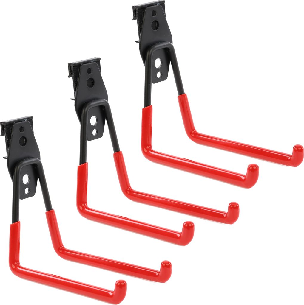 Set 3 Stck. Werkzeugwand Haken von BOTLE, Werkzeughaken, für Elektrowerkzeuge, "Geradeförmig" 13cm, stabil mit PVC, Garage, Werkstatt, Schuppen, ...