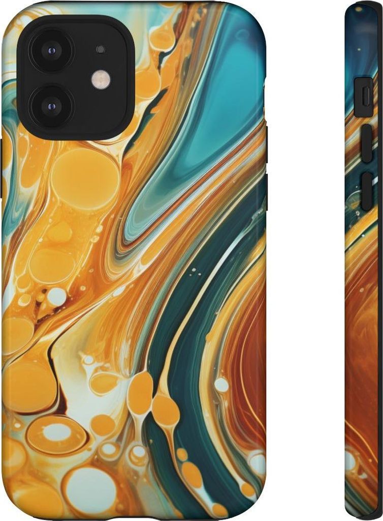 Türkis-Honig Wirbelmuster – Hülle Kompatibel mit iPhone 12