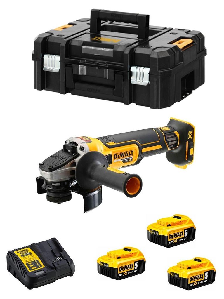 Mini-Amoladora DeWALT DCG405P3T (3 x 5,0 h + DCB115 + TSTAK Imagen del producto 