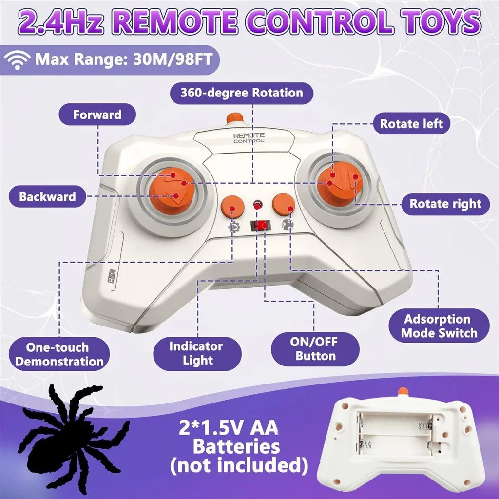 Cadeau Enfant : Araignée Télécommandée Violette pour Murs et Sols - 8