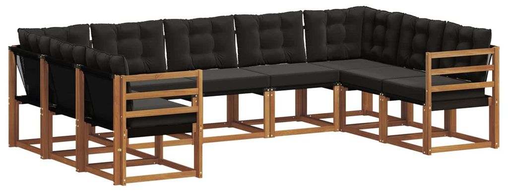 vidaXL Outdoor-Sofagarnitur mit Kissen 9 pcs Natürlich und Schwarz