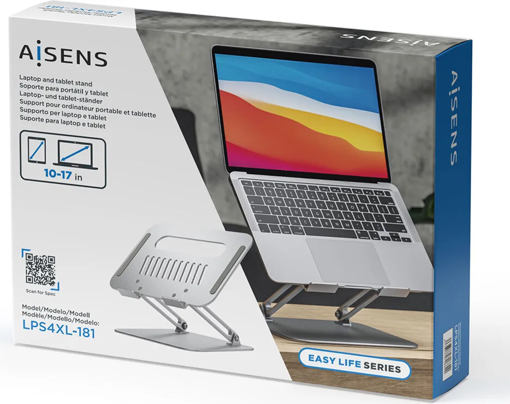 Support tablette ergonomique argenté en aluminium aéronautique