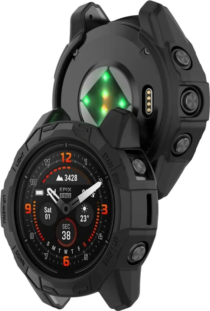 Ruentech Custodia Protettiva In TPU Per Garmin Fenix 6s Pro / Sapphire, Cover Morbida Antigraffio Trasparente E Rosa, Facile Installazione