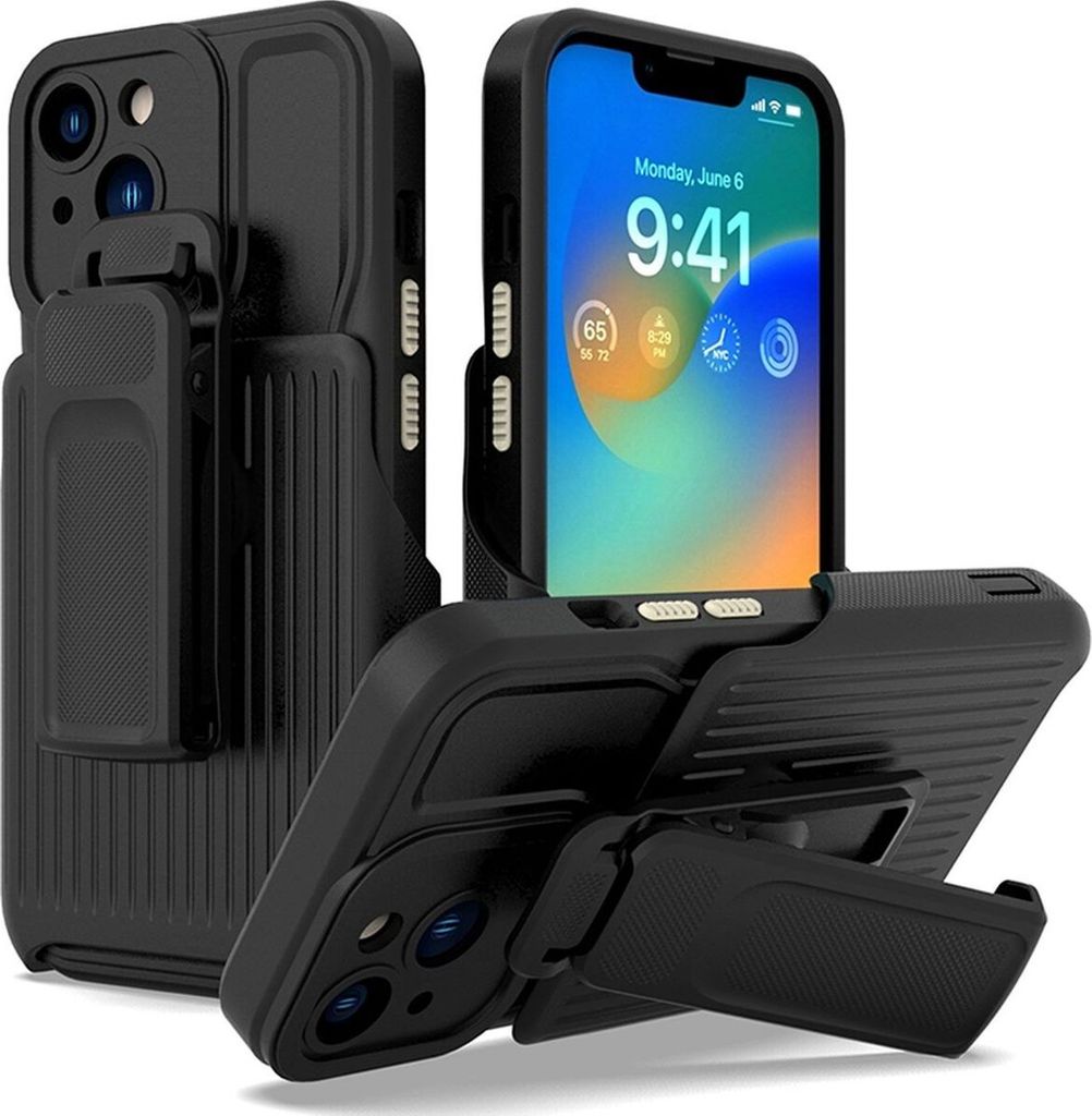 Mobigear Explorer iPhone 14 Plus Hülle Hardcase Backcover Stoßfest mit Ständer - Schwarz