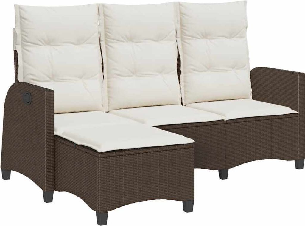 (Robust Möbel) Gartensofa - Balkonmöbel/Loungeset - elegantes Design - mit Liegefunktion Kissen L-Form Braun Poly Rattan - 176x138/125x83/91c...