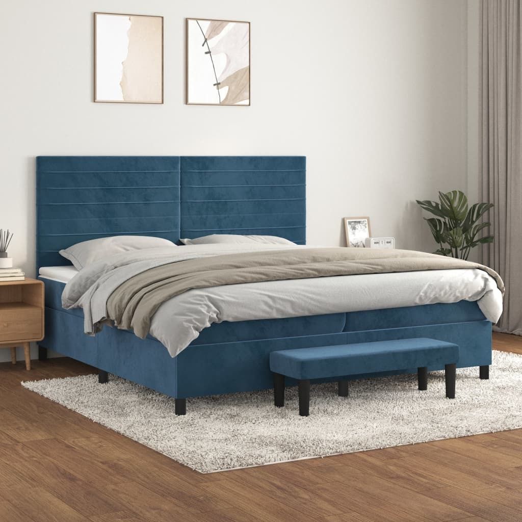 Maison Exclusive - Boxspringbett mit Matratze Dunkelblau 200x200 cm Samt