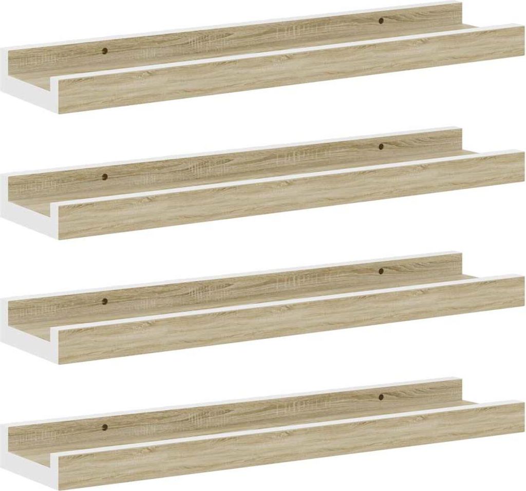 vidaXL Wandregale 4 Stk. Weiß und Sonoma-Eiche 40x9x3 cm