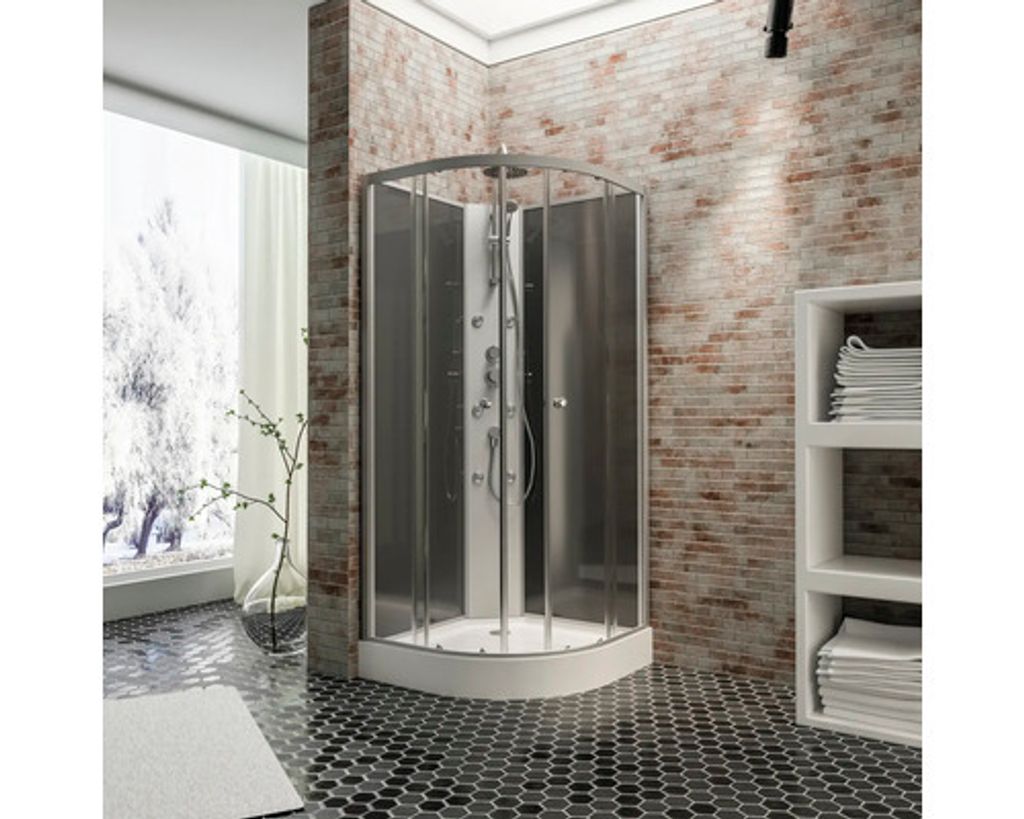 Komplettdusche SCHULTE Rhodos Express Plus 85 x 85 x 225 cm alu-natur