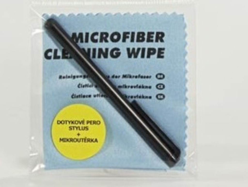 Touchpen, kapazitiv, Metall, für iPad und Tablet + Mikrofasertuch, Logo