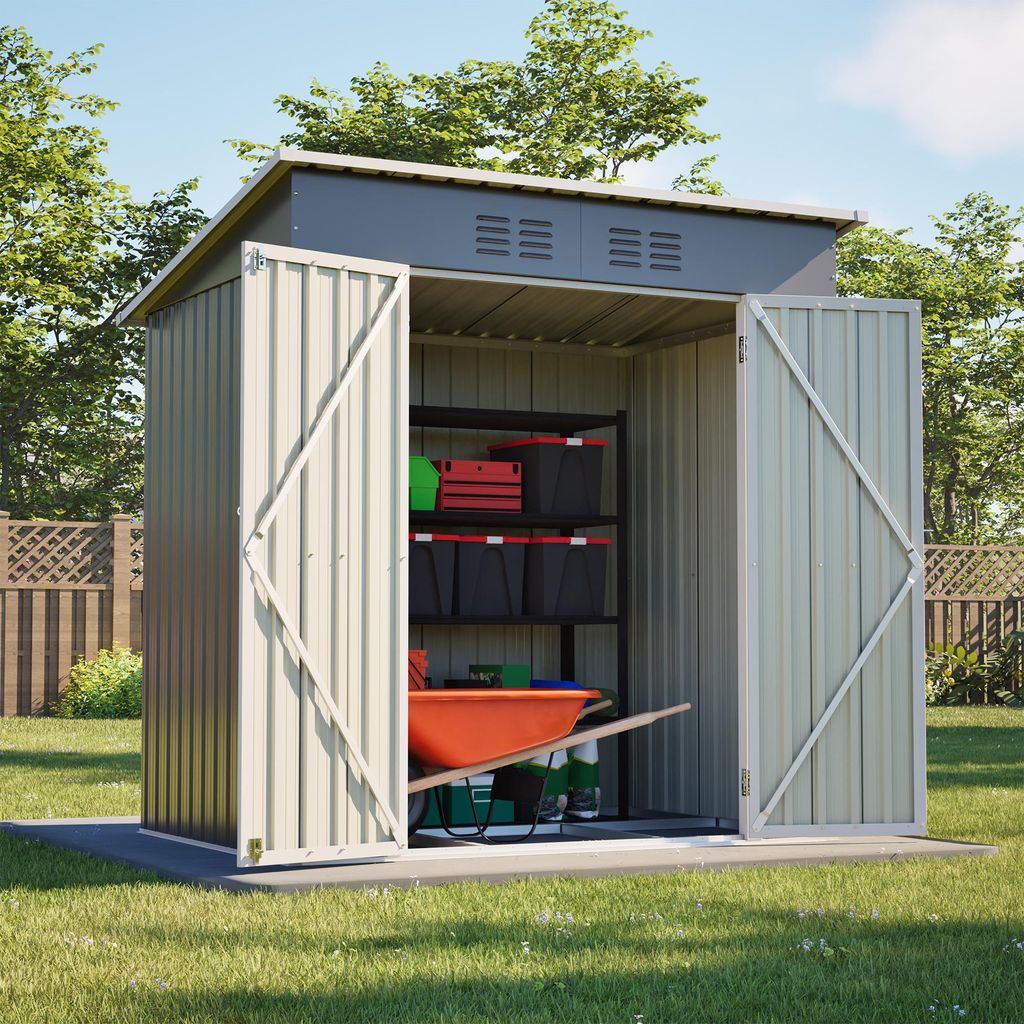 Geräteschuppen Gerätehaus Metall Gartenhaus Satteldach Produktbild 