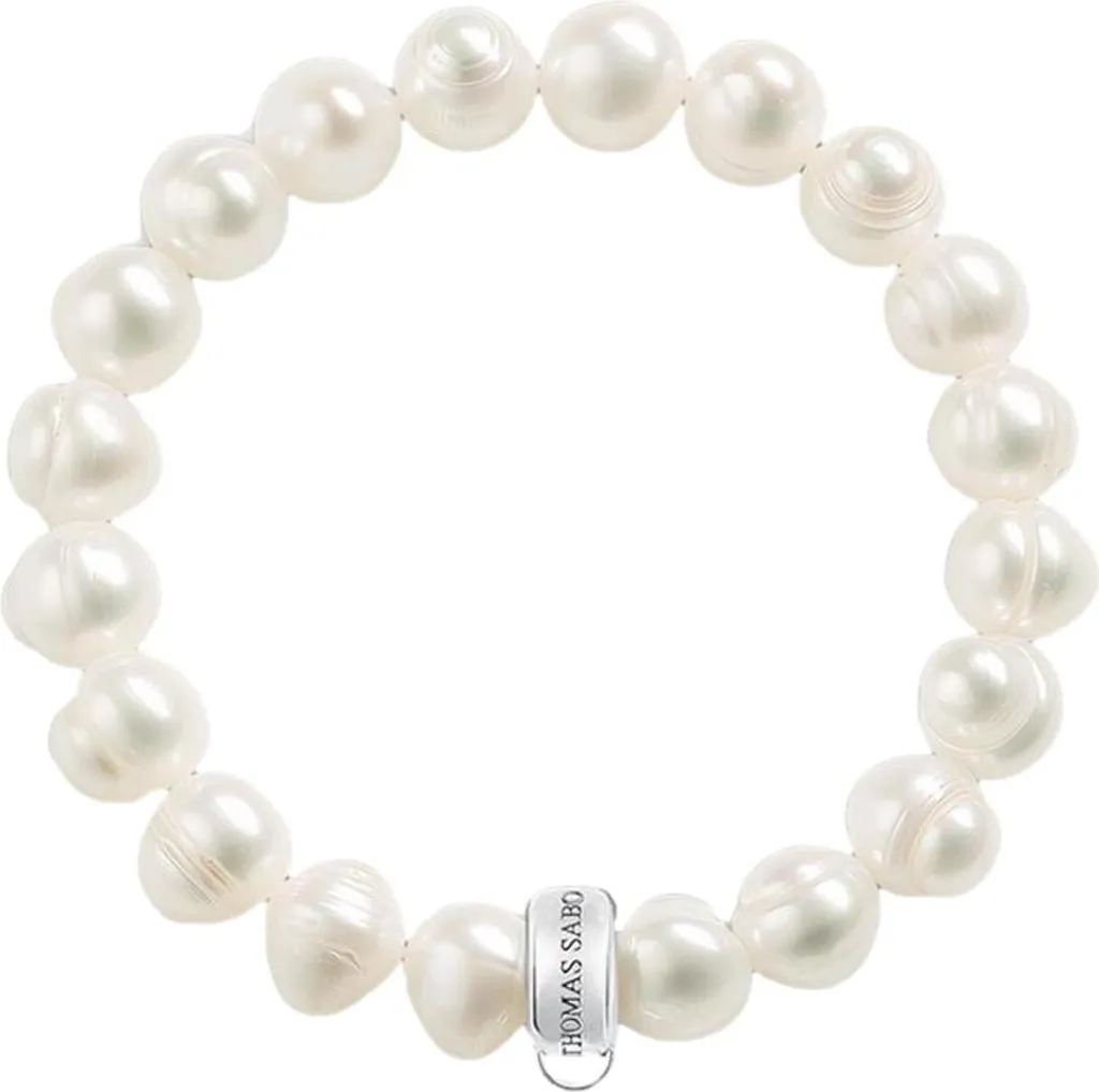 Thomas Sabo X0041M Bracciale da donna in argento con portafortuna d'acqua dolce bianco