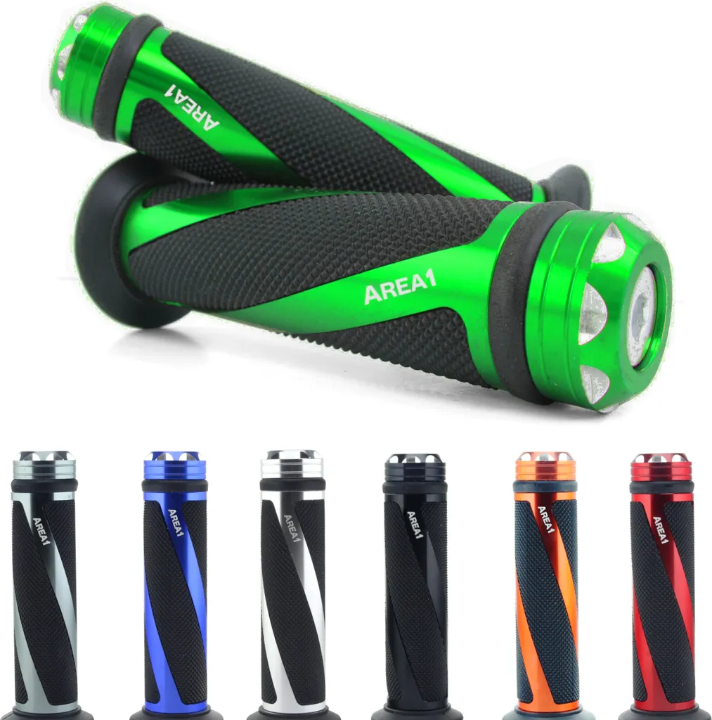 Poignées de Guidon en Caoutchouc Vert pour Moto et Scooter 22/24-25 mm