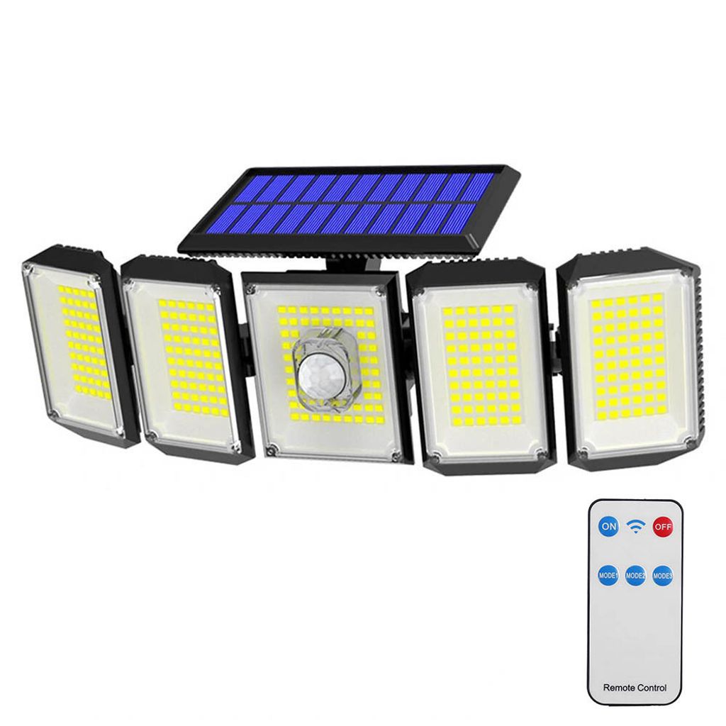 5 panelová otočná 300 LED- ová solárna lampa Obrázok produktu 