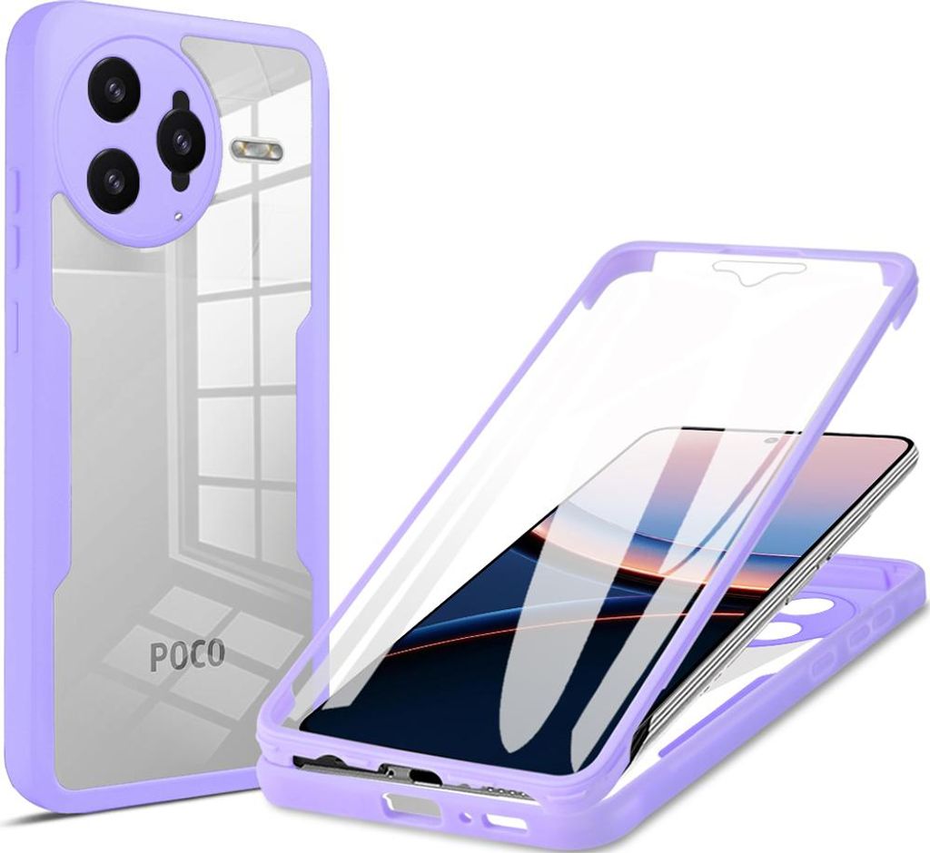 Schutzhülle für Xiaomi Poco F7 Ultra / Redmi K80 Pro, Eingebautem Displayschutz 360 Grad Komplettschutz Handyhülle Lila
