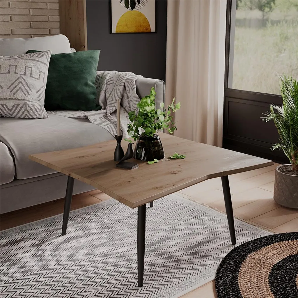 Table basse bois Vicco Yan 80x80cm pour apéritifs et moments en famille