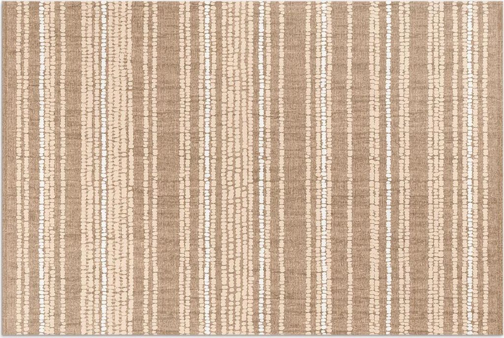 Beigefarbener Stoff, Vintage-Boho-Stil – Vinylteppich – 140x210 cm – Outdoor Teppich – Terrasse – Wetterfest – Modern