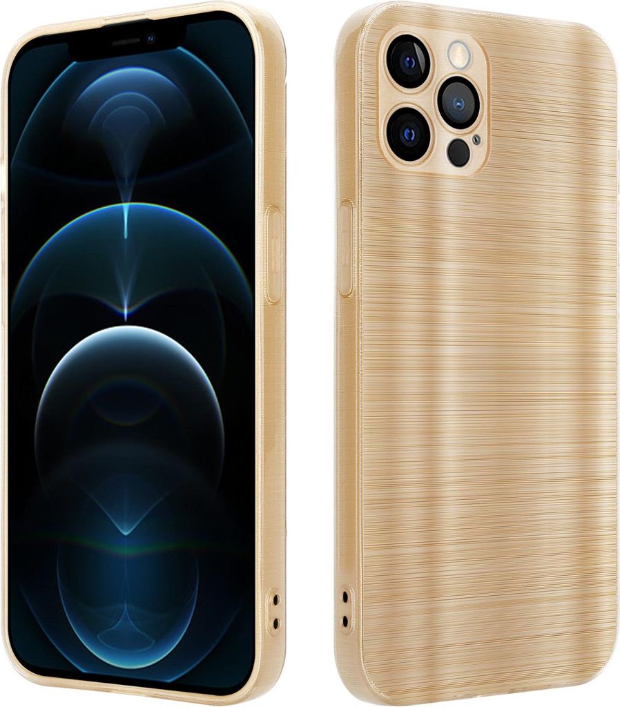 Cadorabo Hülle für Apple iPhone 12 PRO MAX Schutz Hülle in Gold Handyhülle TPU Silikon Etui Case