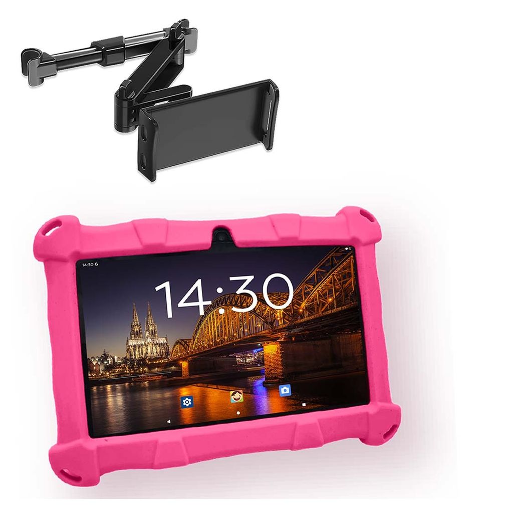 AngelTech Kindertablet SLIM Rosa mit Tablet-Halterung