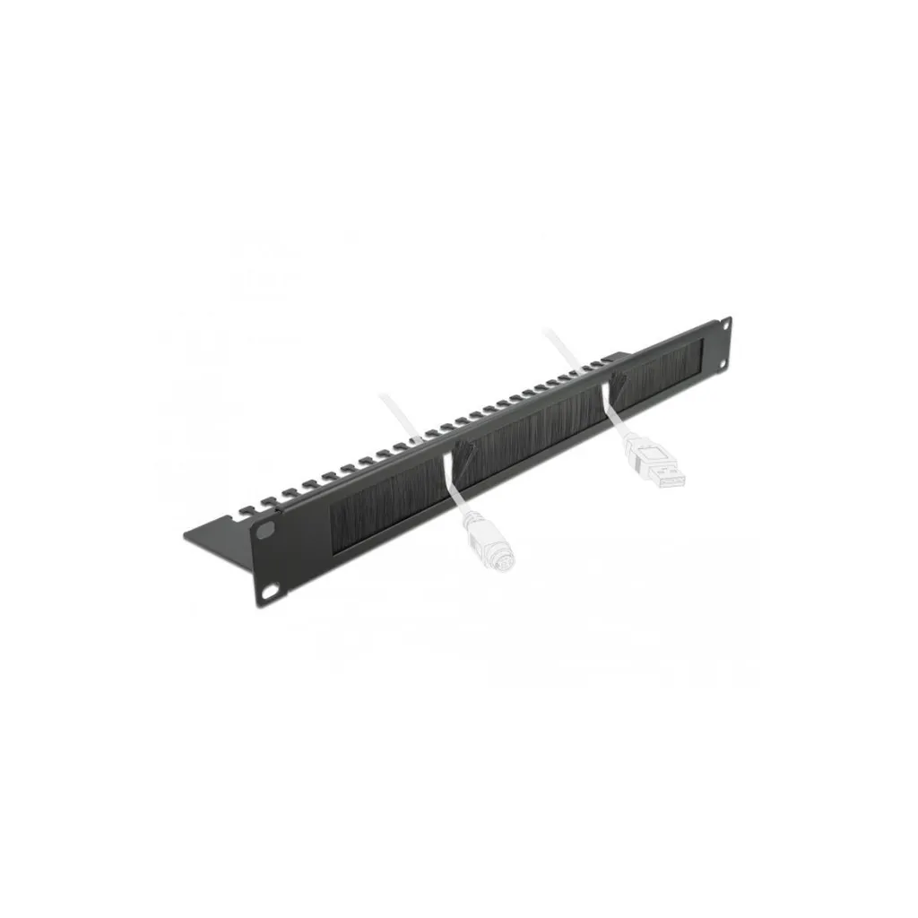 DELOCK 19" Panneau de Brassage à Brosse avec Support de Câbles 66492